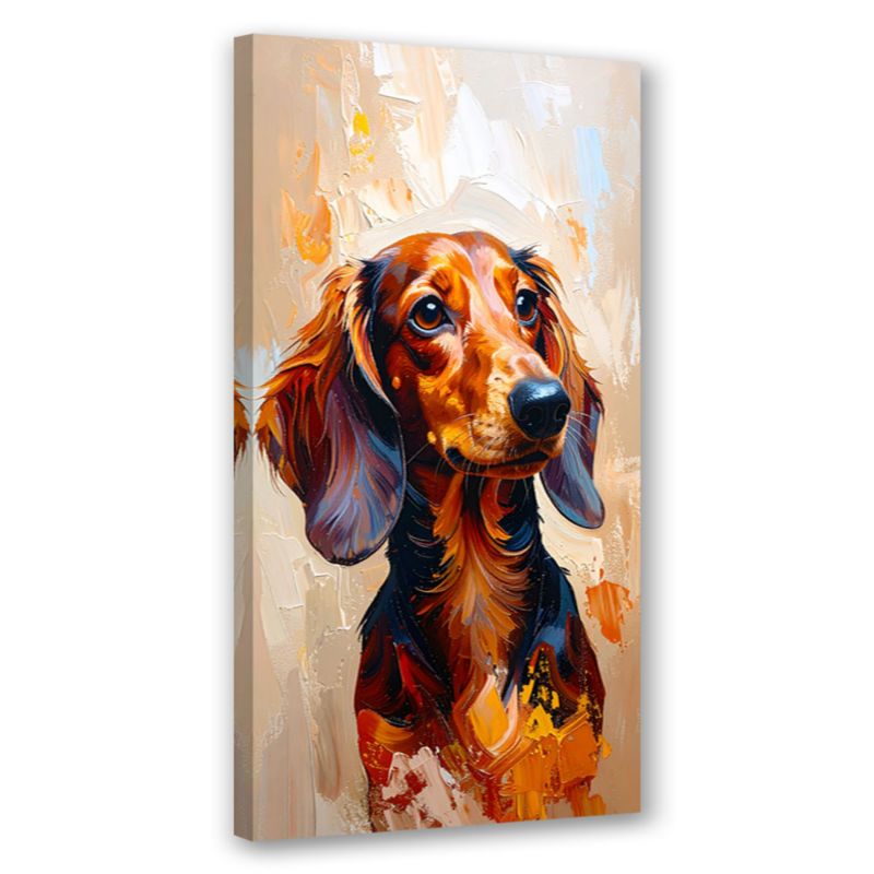 Obraz nowoczesny do salonu biura Feeby Jamnik Brązowy Pies Zwierzę 40x80cm 1szt