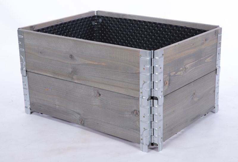 Skrzynia na warzywa MODO24 40x60x80 cm impregnowane szare drewno 1 szt. z folią kubełkową 1 szt.