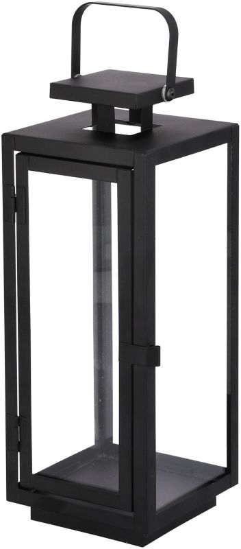 Latarnia metalowa ze szklanymi ściankami 30 cm czarna
