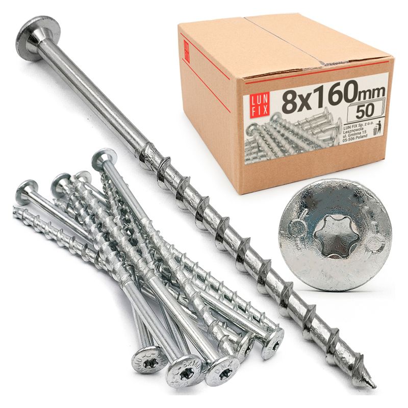 Wkręty do gazobetonu Lun Fix z łbem talerzowym 8x160mm 50szt.