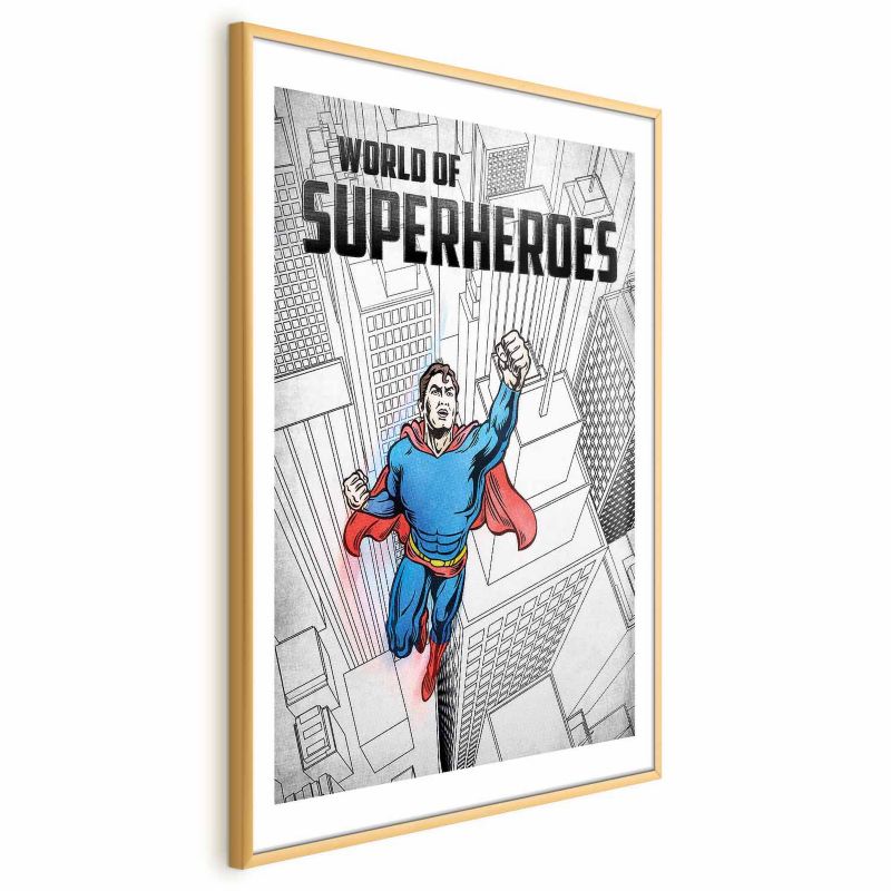 Plakat Artgeist Superheroes 60x90 cm z ramą złotą z marginesem 1 szt