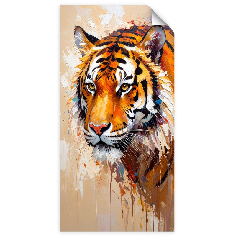 Plakaty samoprzylepne do salonu sypialni Feeby Tygrys Zwierzęta Afryka farba olejna 60x120cm 1szt