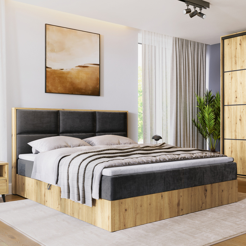 Małżeńskie łózko kontynentalne 180x200 cm do sypialni LOFT