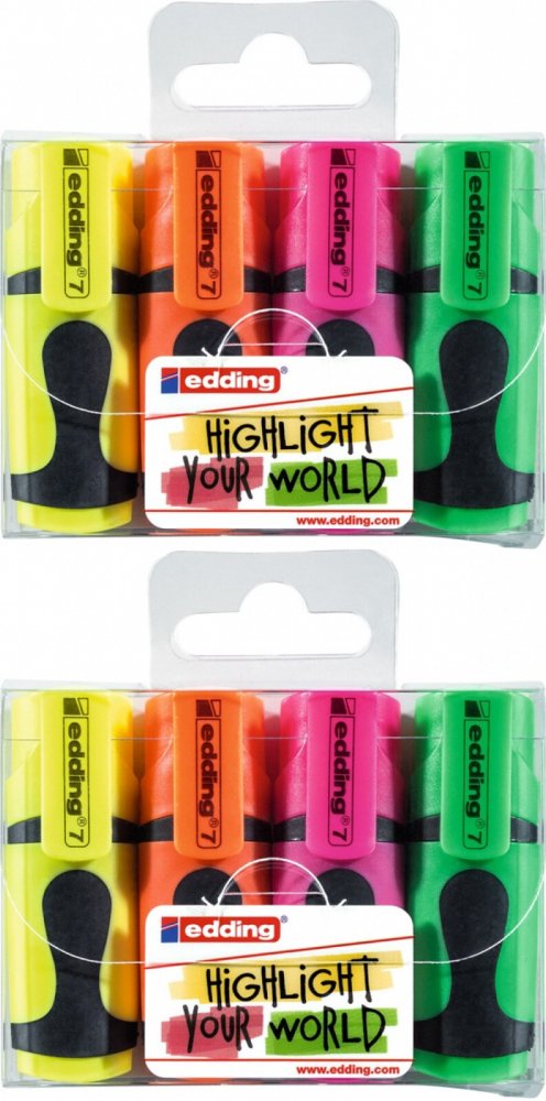 2x Zakreślacz edding 7 mini, 1-3mm, 4 sztuki, mix kolorów neonowych