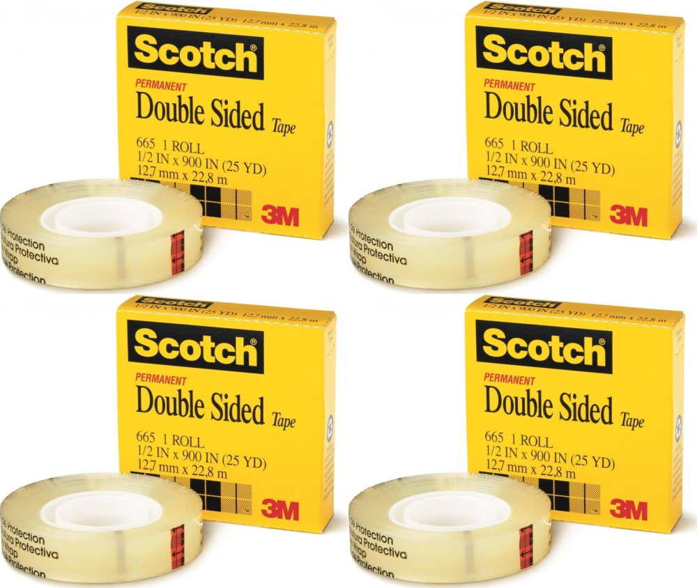 4x Taśma dwustronna Scotch, 12mm x 22.8m, przezroczysty