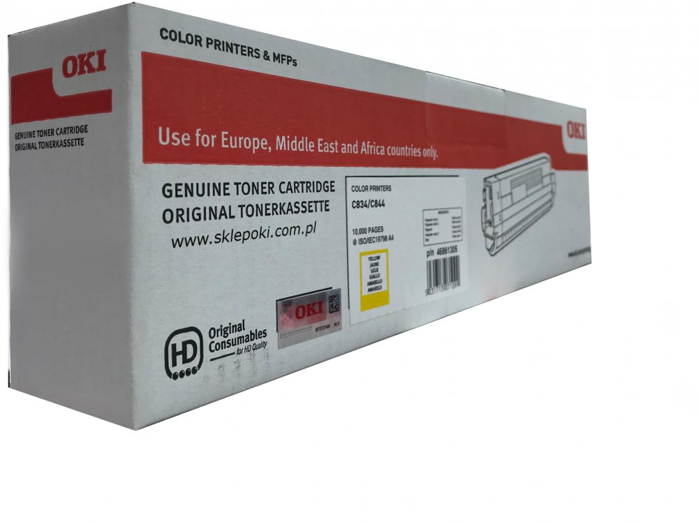Toner Oki (46861305), 10000 stron, yellow (żółty)