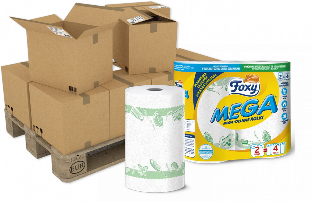 216x Ręcznik papierowy Foxy Mega, w roli, 2 rolki, biały