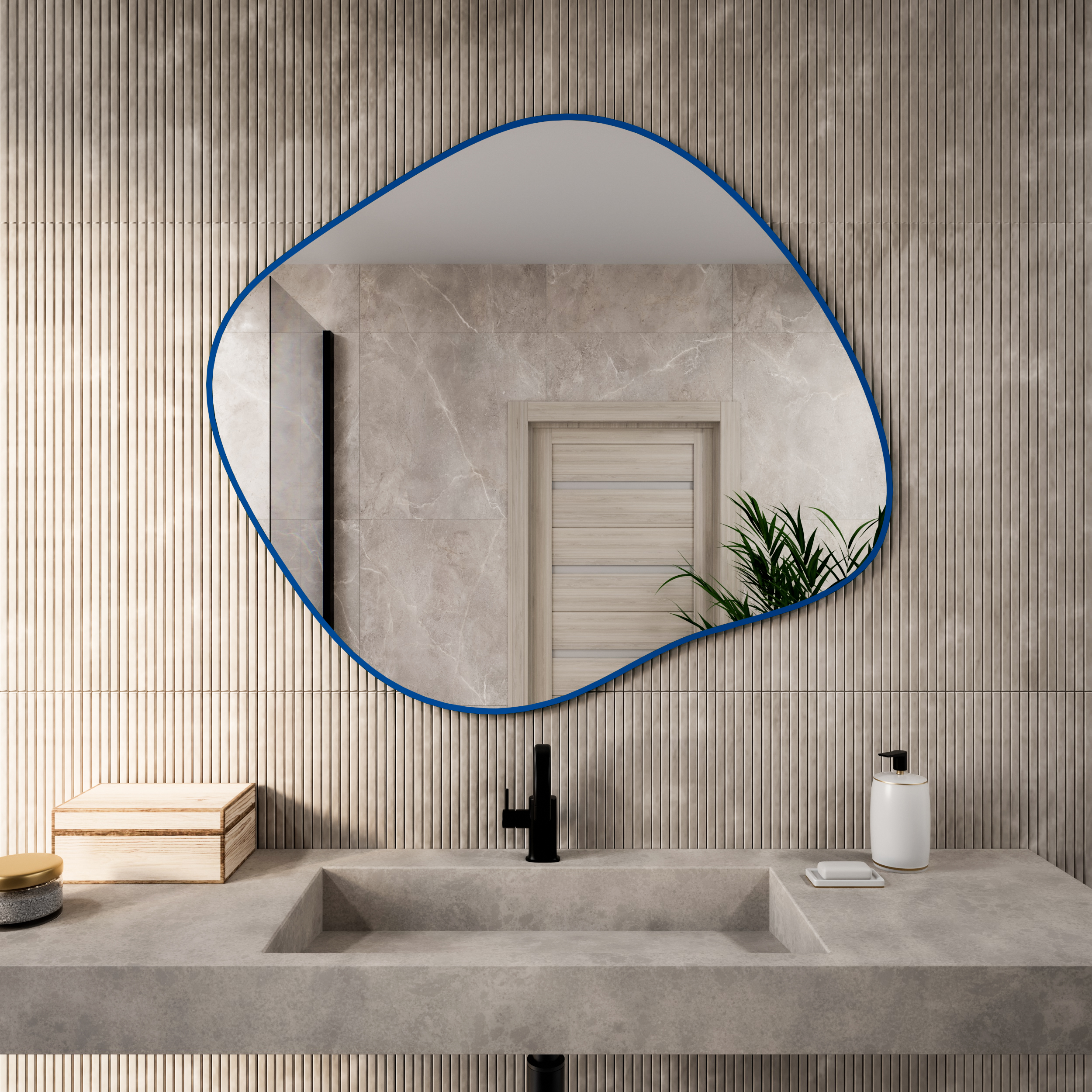 Baltica Design Border Stain III lustro 80x70 cm niebieskie