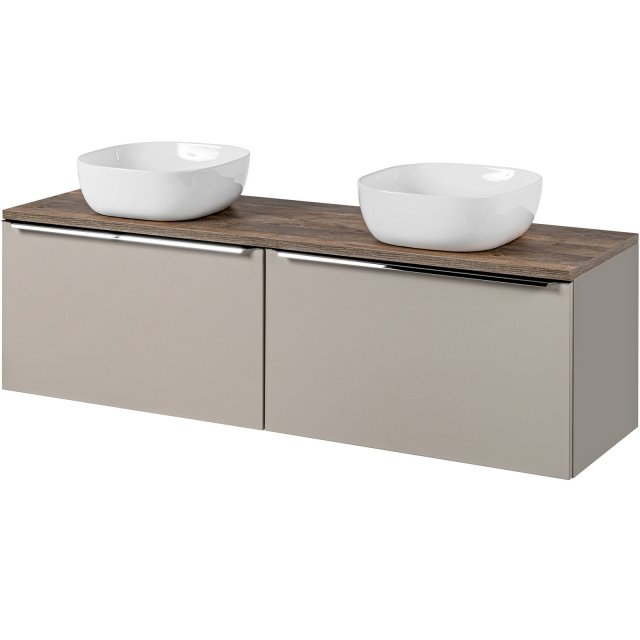 COMAD Zestaw mebli SANTA FE TAUPE 2 szafki z blatem OAK 160 cm, 2 umy