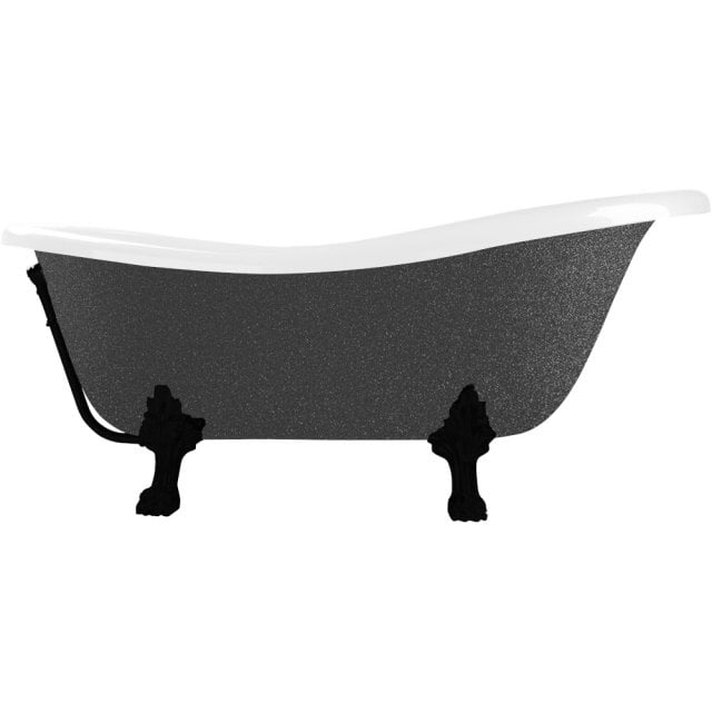 BESCO Wanna wolnostojąca OTYLIA GLAM GRAFITOWA 160x77 cm nogi czarne