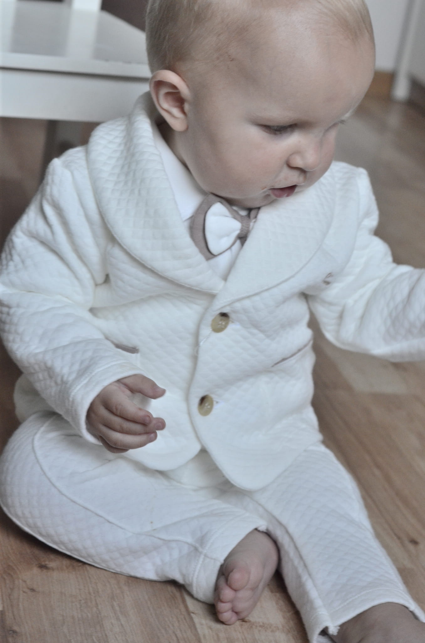 Pierre Cardin Komplet pikowany do chrztu ecru