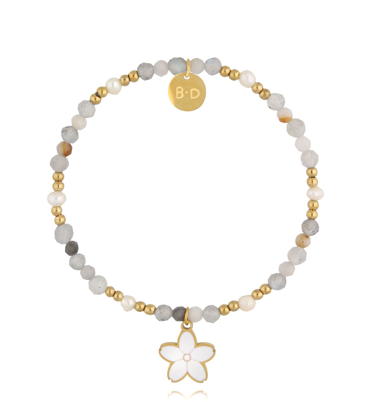 Bransoletka z labradorytami i kwiatuszkiem BTW3092