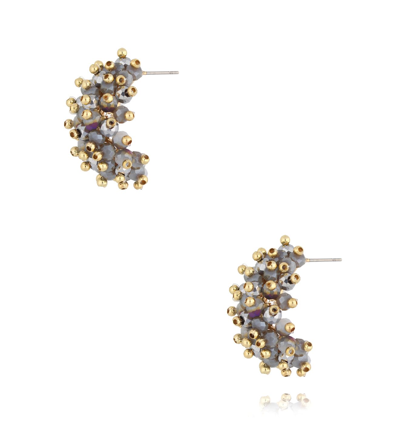 Kolczyki z szarymi kryształkami KWE0158 - By Dziubeka