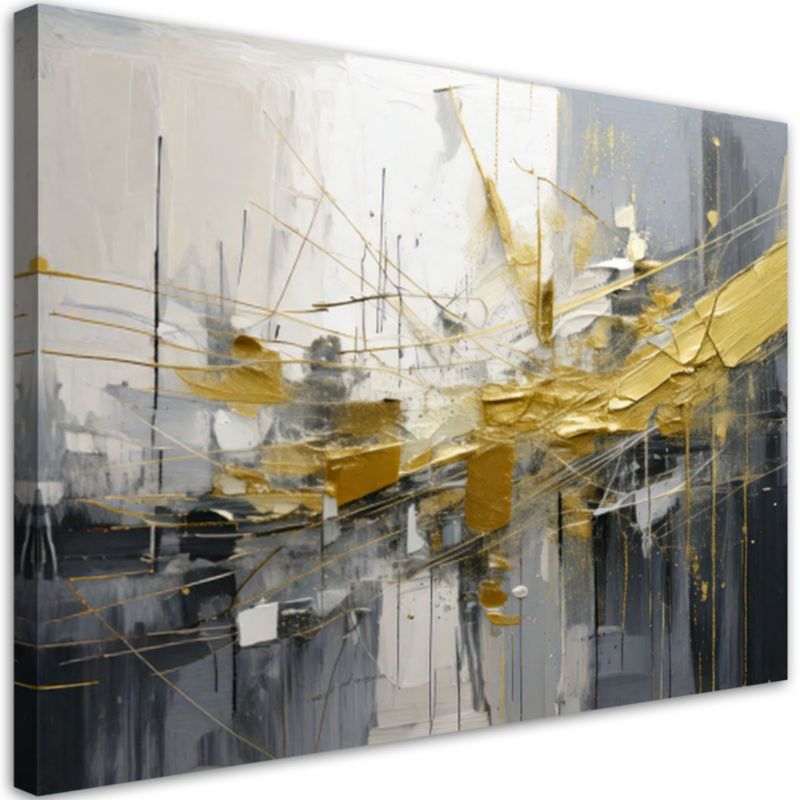 Obraz do salonu Feeby Nowoczesna abstrakcja szaro złota 90x60cm 1szt