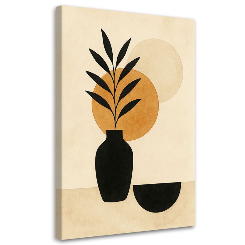 Obraz na płótnie Feeby Wazon Liście Minimalizm Beżowy Ghana 60x90cm 1szt