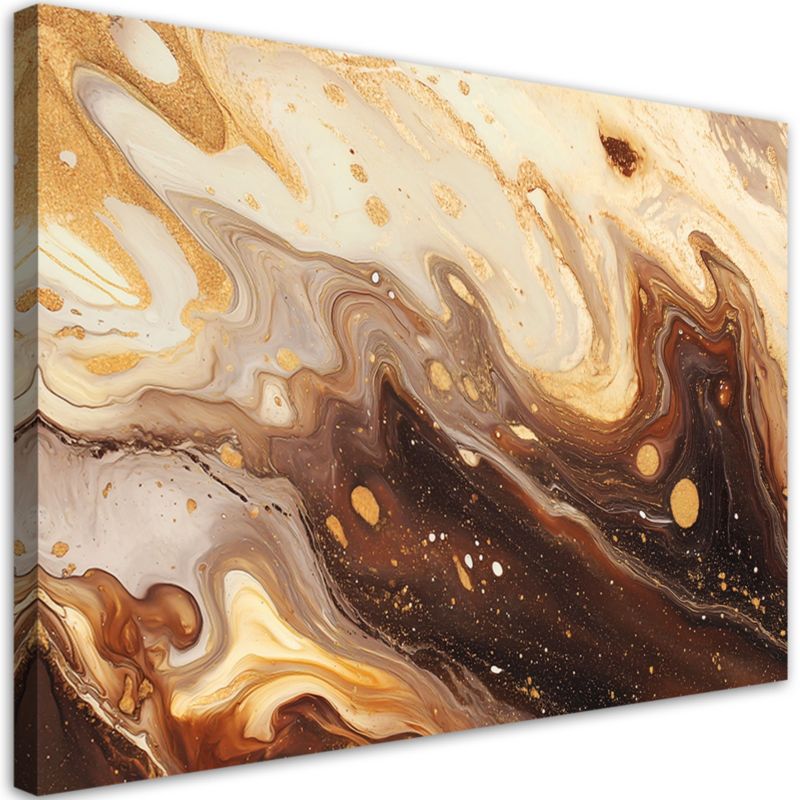 Obraz na płótnie Feeby Beżowo Abstrakcja ze Złotem 100x70cm 1szt