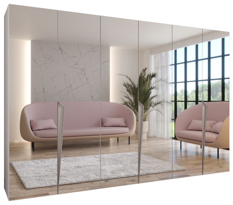 Szafa uchylna z lustrem otwierana Abiks PIANO 3 300 (3x100) wys 202 cm Biały + Kaszmir 1 szt