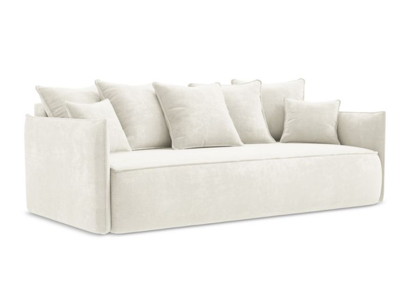 Kanapa 3-osobowa z funkcją spania LaMiaSofa GARDA z tkaniny szenilowej 225x105 cm biały 1 szt.