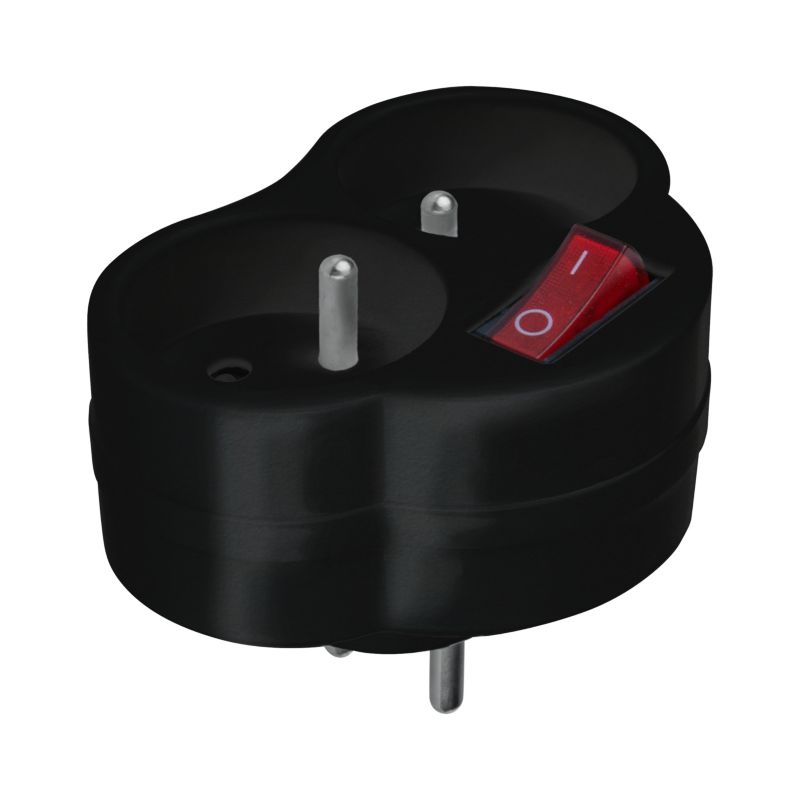 Rozgałęźnik podwójny z uziemieniem DPM Solid czarny