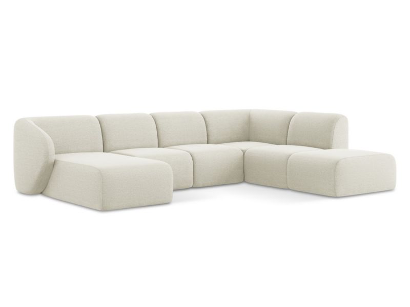 Sofa panoramiczna lewa LaMiaSofa CERVO z tkaniny bouclé 325x236 cm piaskowy 1 szt.