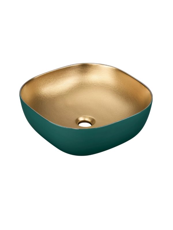Umywalka nablatowa Uptrend CELIA kwadratowa turkusowo-złoty mat 1 szt.