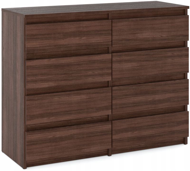 Duża Komoda Z 8 Szufladami Stiv-Meble Dąb Wenge Szafka 120X33,5X92,5 Cm 1Szt.
