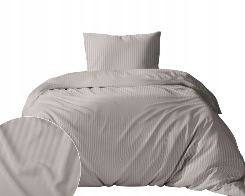 Pościel Detexpol Pure 140x200cm + poszewka 70x80cm z bizą bawełna beżowa 1 kpl.