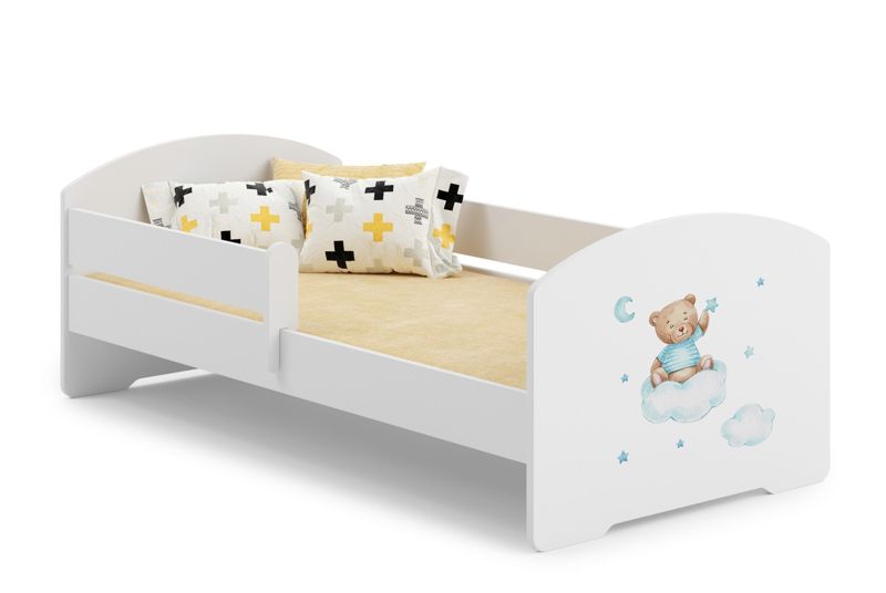 Łożko dziecięce Kobi LUK z barierką 140x70 Kobi Niebieski Miś 1 szt.