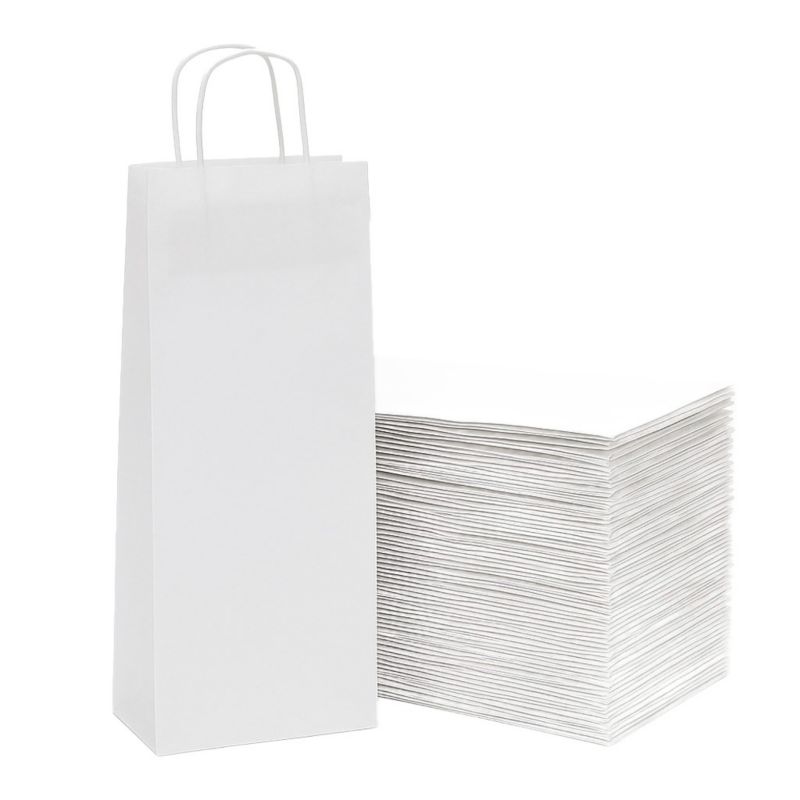 Pakiet - Torba papierowa Neopak na butelki 160x80x390 / BIAŁA 10 szt.