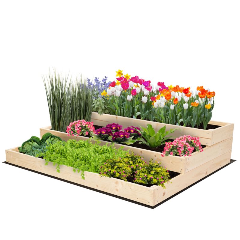 Skrzynia na warzywa MODO24 warzywnik wysoka szeroka 27x117x93 cm naturalne drewno 1 szt.