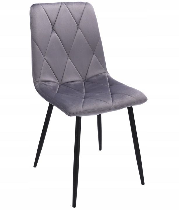 Krzesło welurowe JUMI tapicerowane szare do jadalni salonu kuchenne wygodne 1 szt.