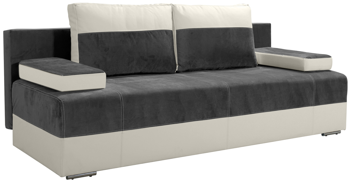 Szara wersalka rozkładana funkcja spania i pojemnikiem GIZA