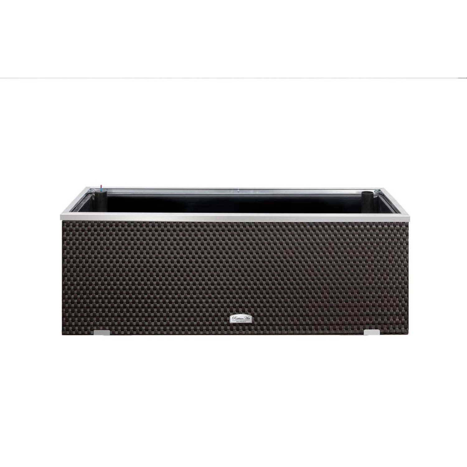 Donica rattanowa z nawodnieniem ciemnobrązowa - 95 x 39 x 43 cm