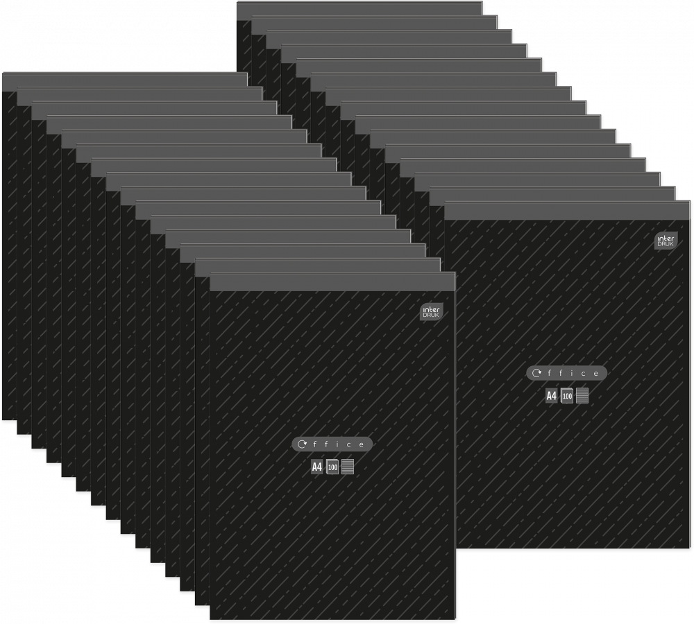 30x Blok biurowy w linie Interdruk, A4, 100 kartek, mix wzorów