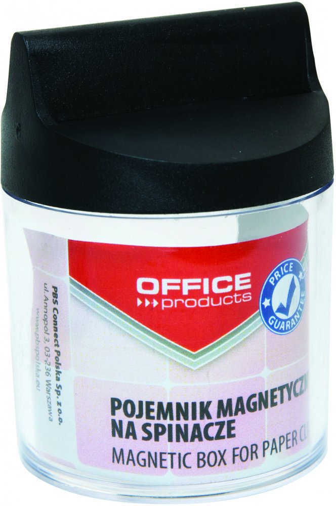 Pojemnik magnetyczny na spinacze Office Products, okrągły, bez spinaczy, transparentny
