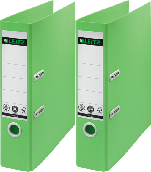 2x Segregator A4 Leitz 180° Recycle, 80mm, do 600 kartek, zielony