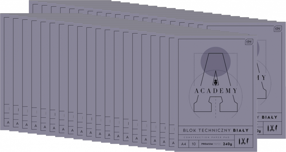40x Blok techniczny Interdruk Academy, A4, 10 kartek, biały