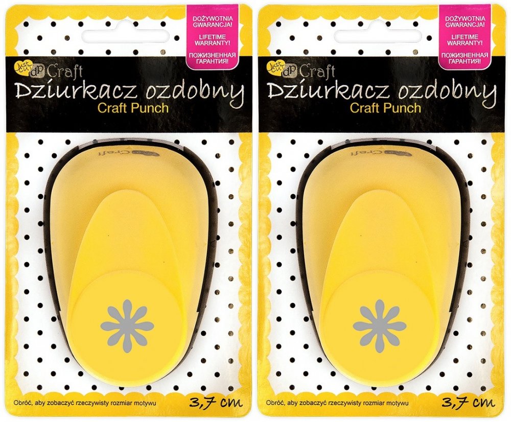 2x Dziurkacz ozdobny dpCraft, Stokrotka, żółty