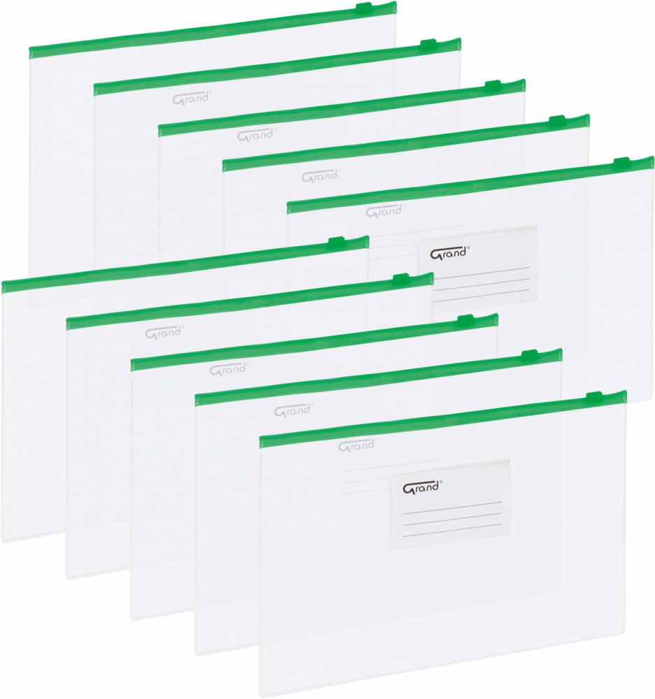 10x Koszulka z suwakiem Grand EC007B, A5, zielony