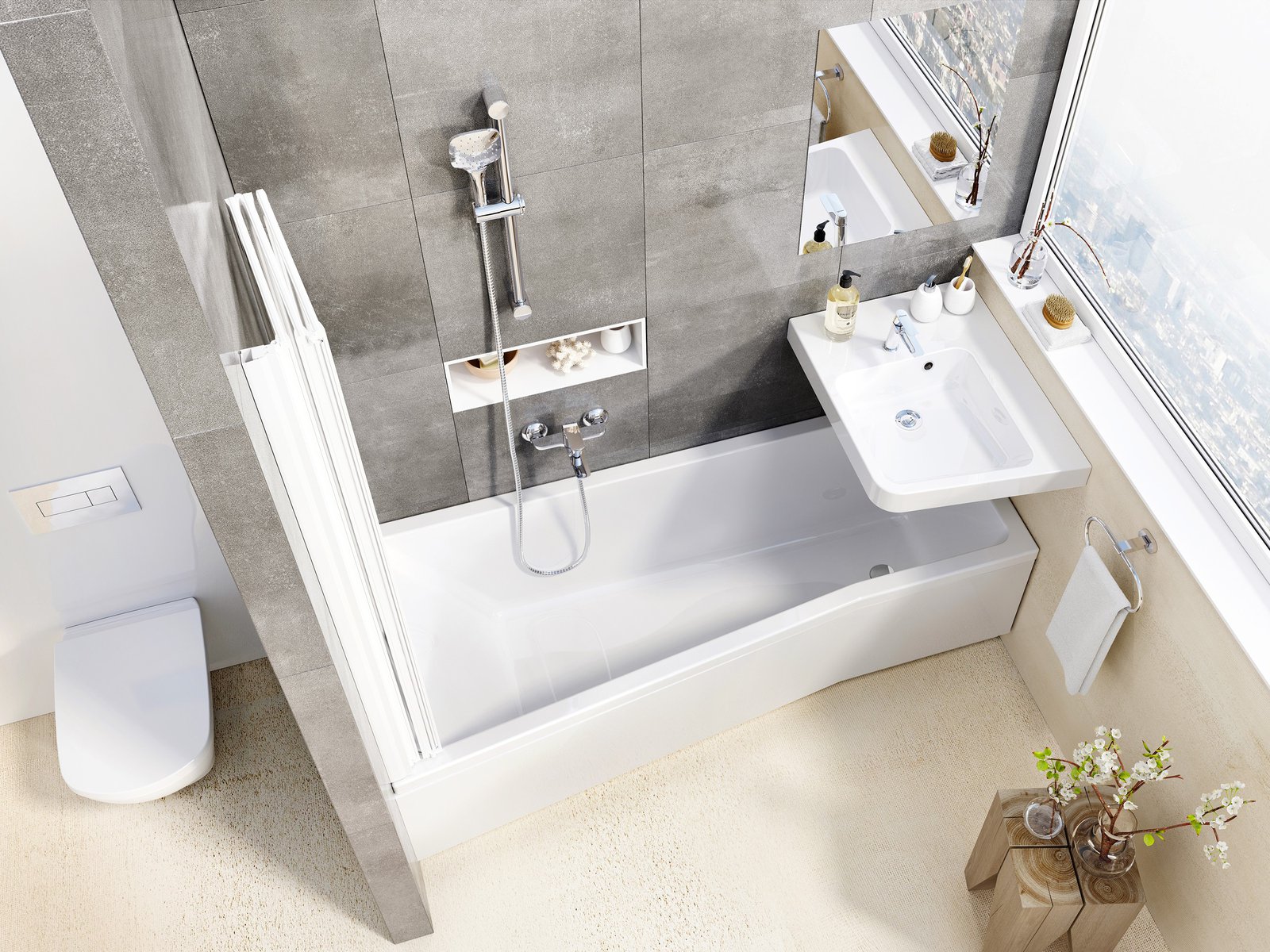 Ravak BeHappy II umywalka 50x66,5 cm narożna prawa biała XJAP1100001