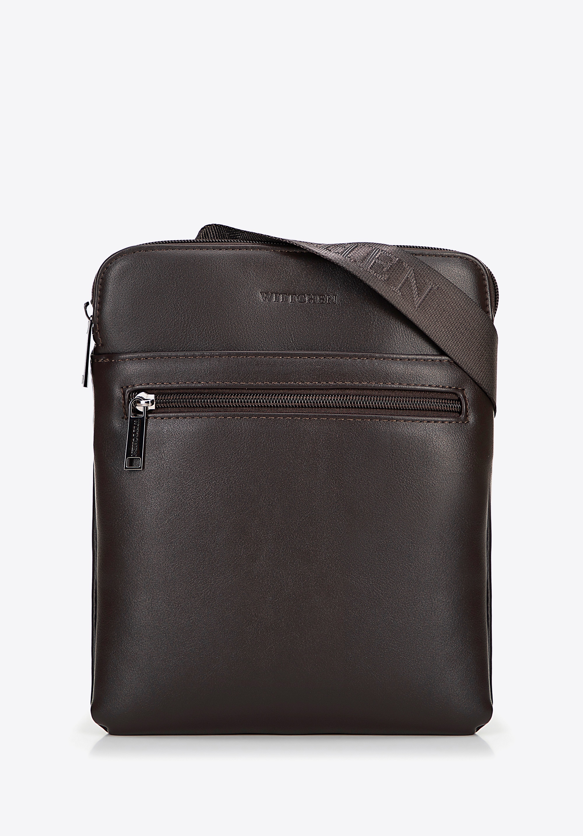 Męska listonoszka z imitacji skóry ciemny brąz