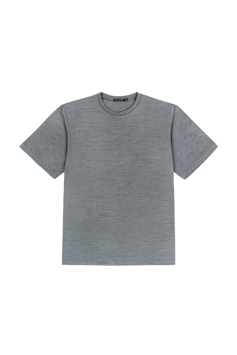 T-shirt sportowy z wełny merino 195, popielaty