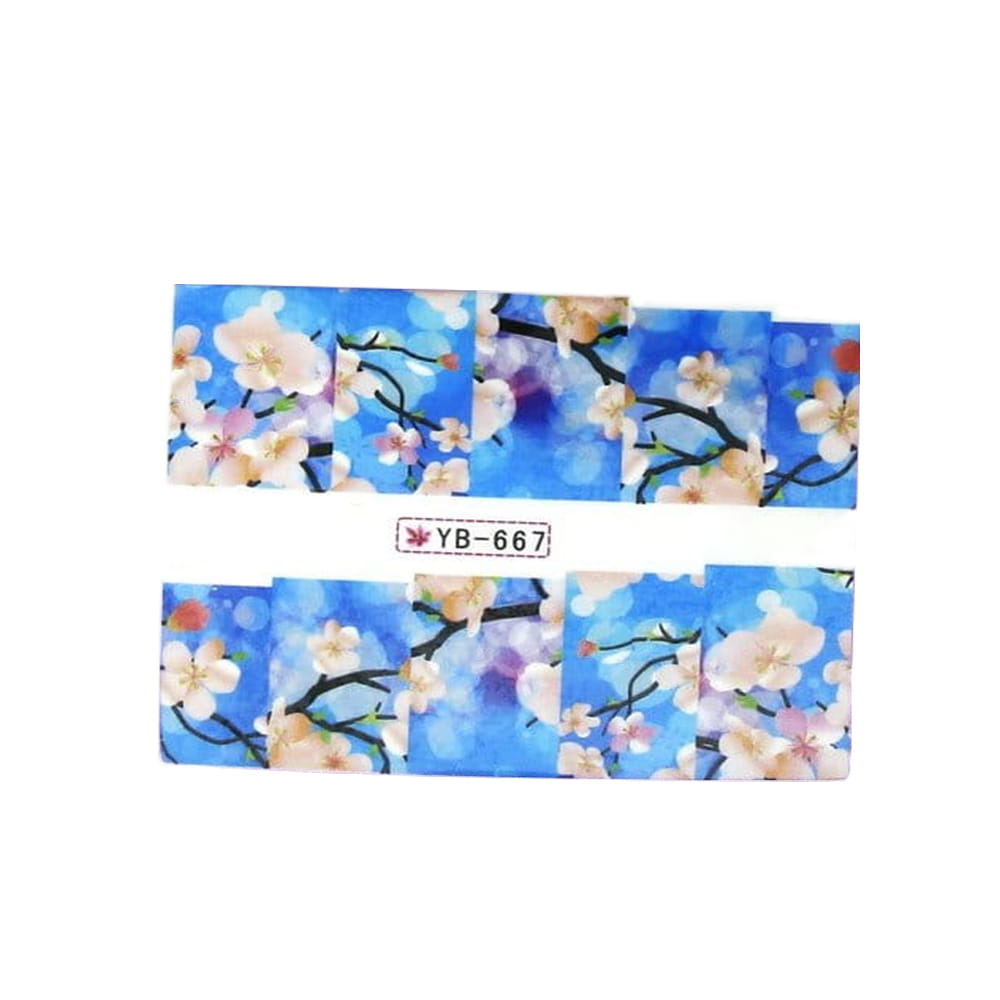 Naklejki wodne do paznokci arkusz 6,5 x 5,5 cm na 10 palców yb Nr 667