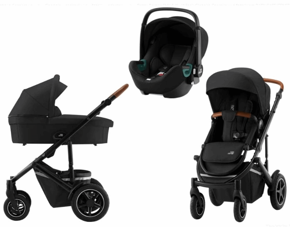 Britax Romer, Smile 3 Komfort iSense - wózek głęboko - spacerowy z fotelikiem Baby-Safe iSense 3w1-Space Black