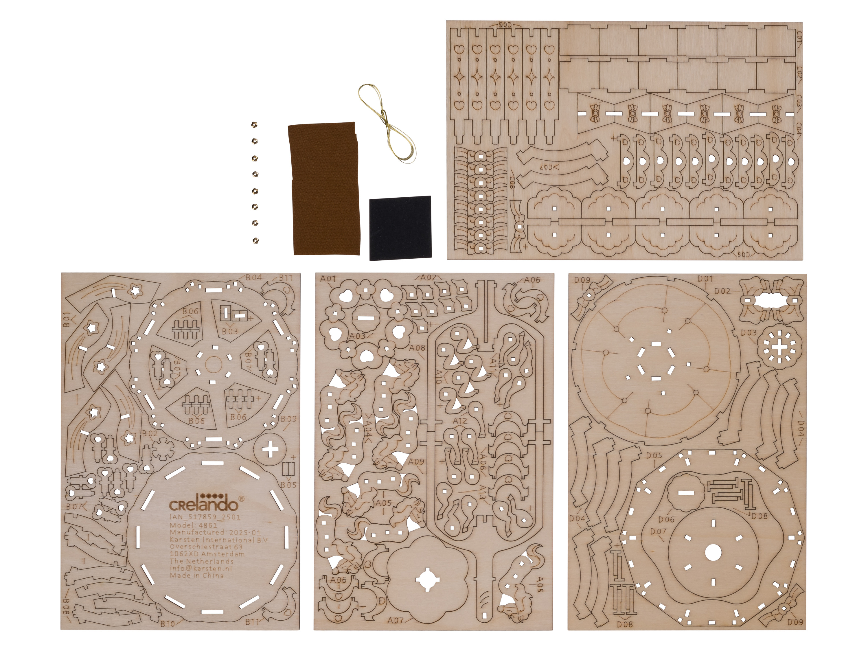 crelando Zestaw do majsterkowania drewniany Karuzela dla dzieci