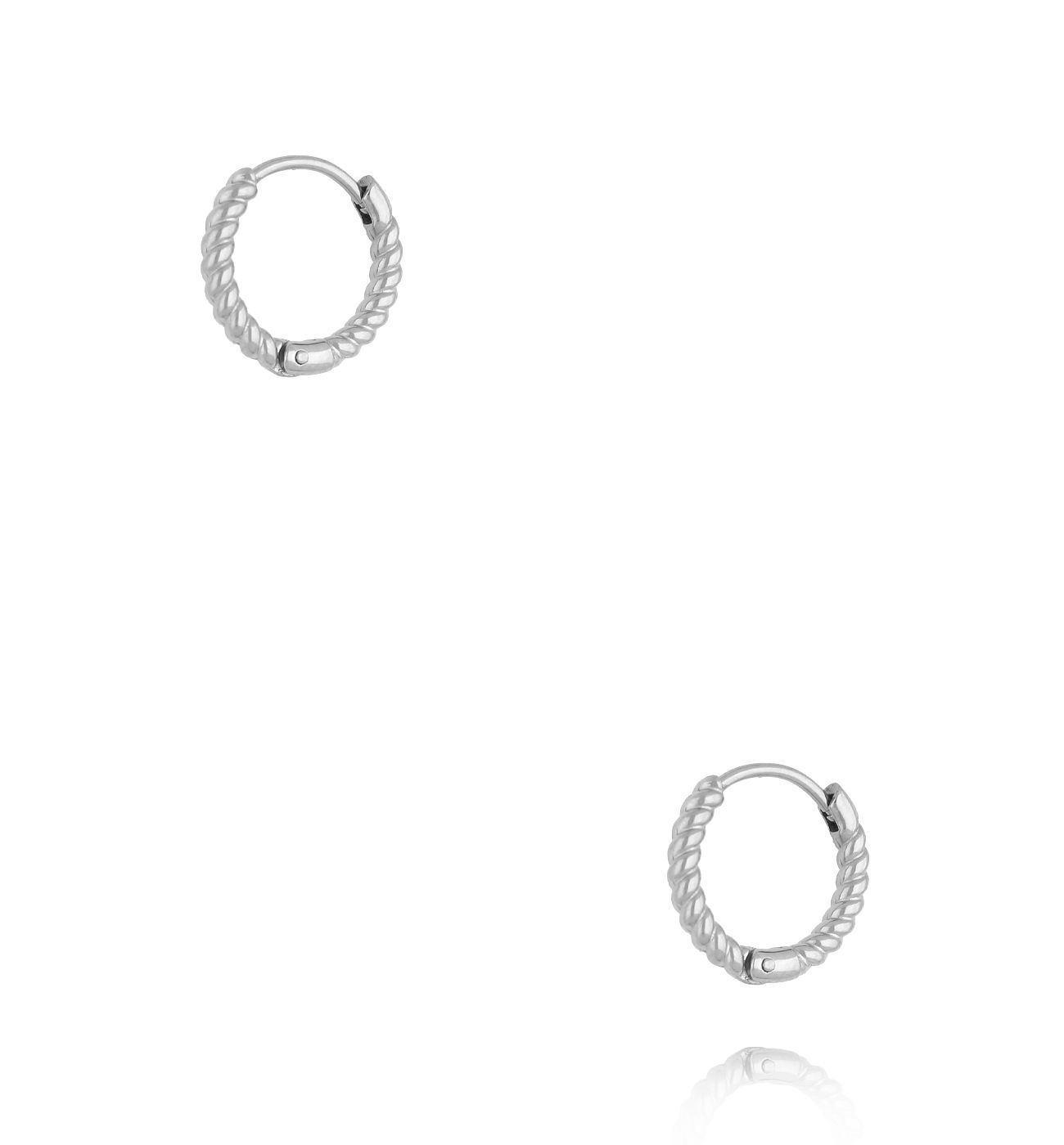 Kolczyk klasyczne srebrne kółeczka z plecionym wzorkiem - By Dziubeka