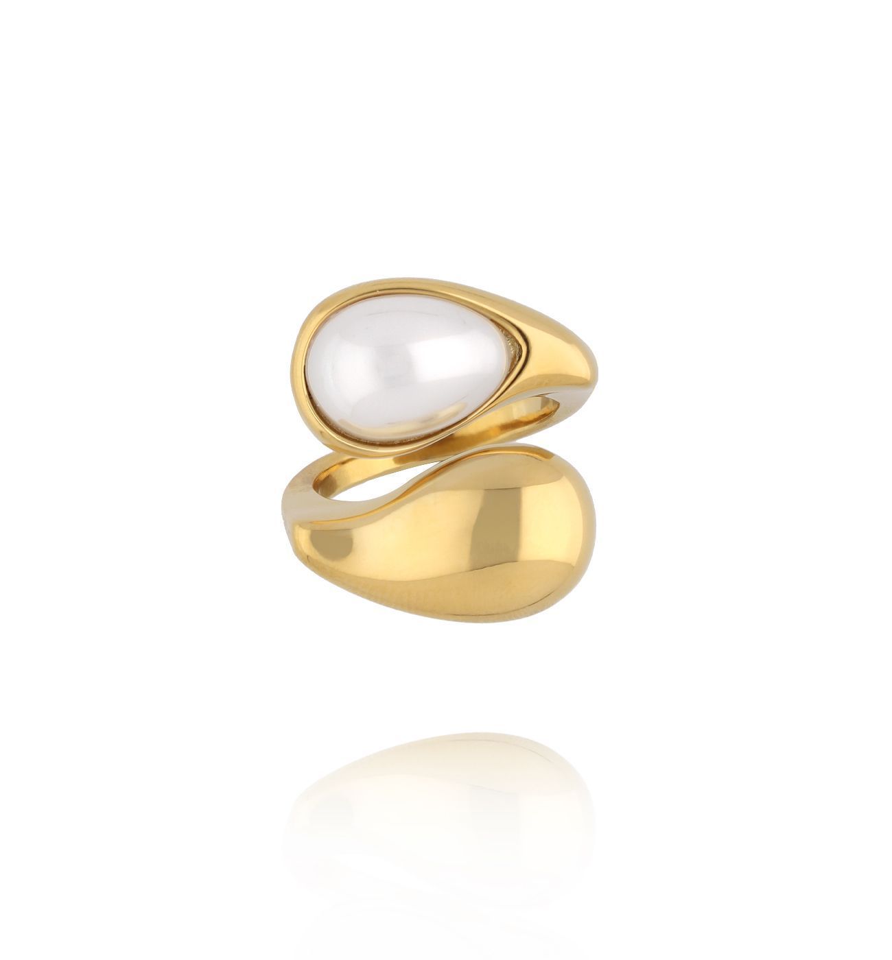 Pierścionek krople z perłą złoty PSY0156