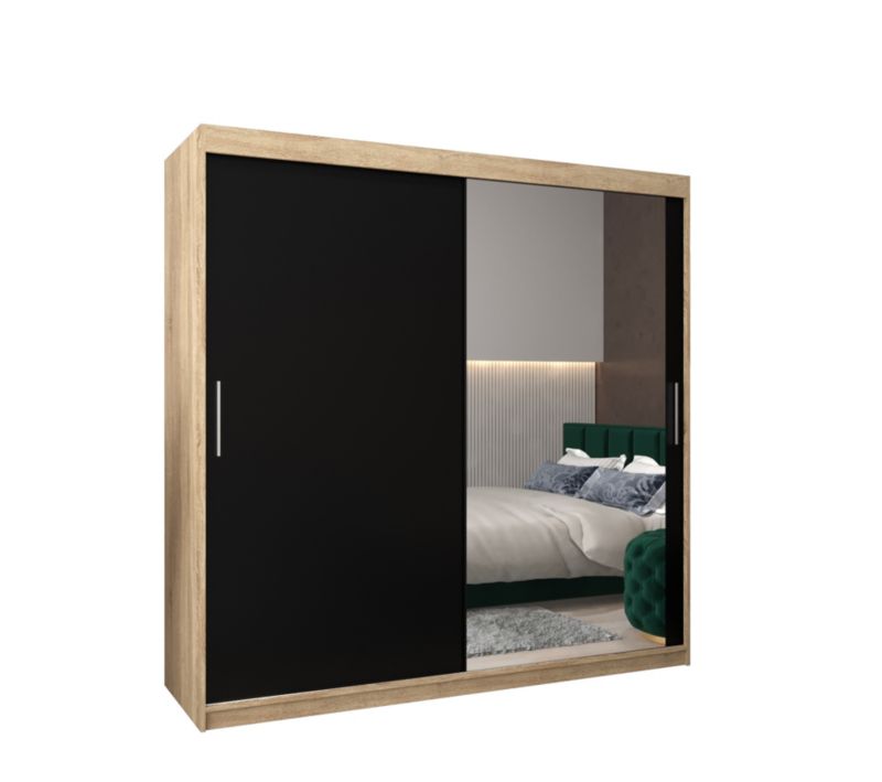 Szafa przesuwna Garderoba Abiks Tokyo 2 200 sonoma + czarny 1 szt.