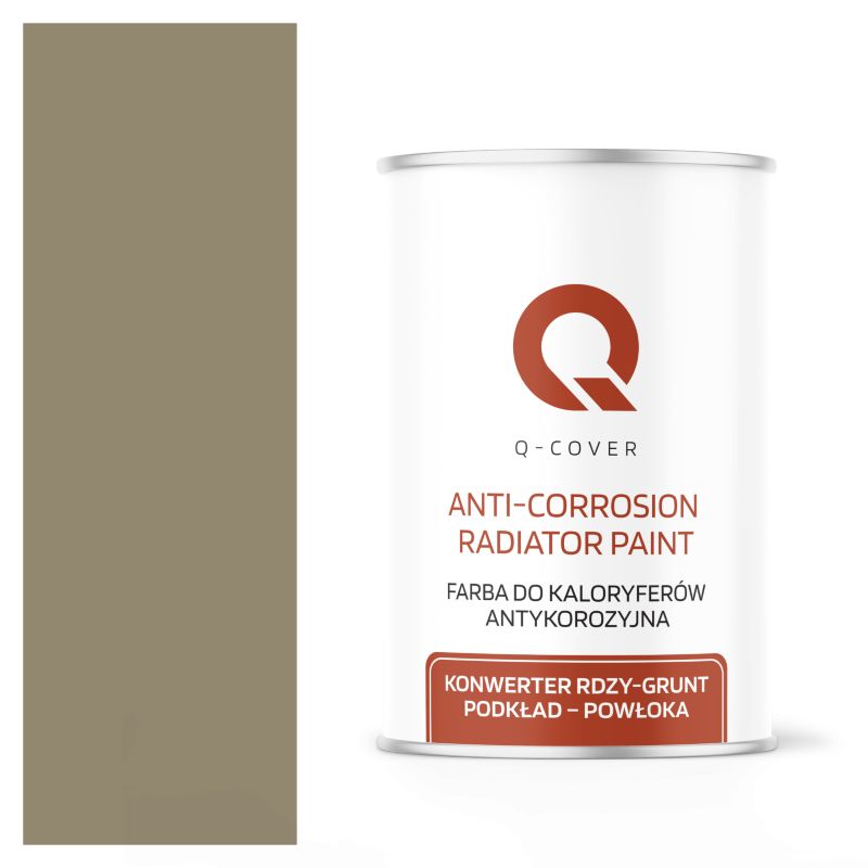 Farba do Kaloryferów Antykorozyjna Q-Cover Szaro-żółty RAL7034 Wysoki Połysk 1L