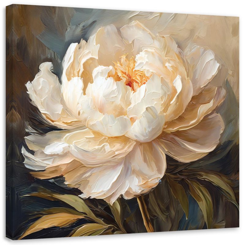 Obraz dekoracja do salonu sypialni Feeby Kwiat Piwonii Kremowy 50x50 cm 1szt